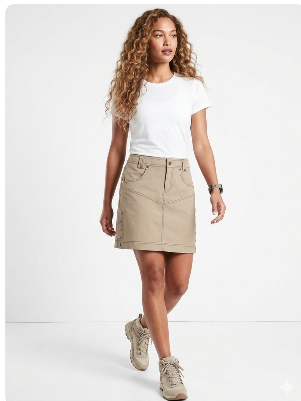Athleta Take a Hike Skirt In Khaki Brown Color Trek Tech Blend
